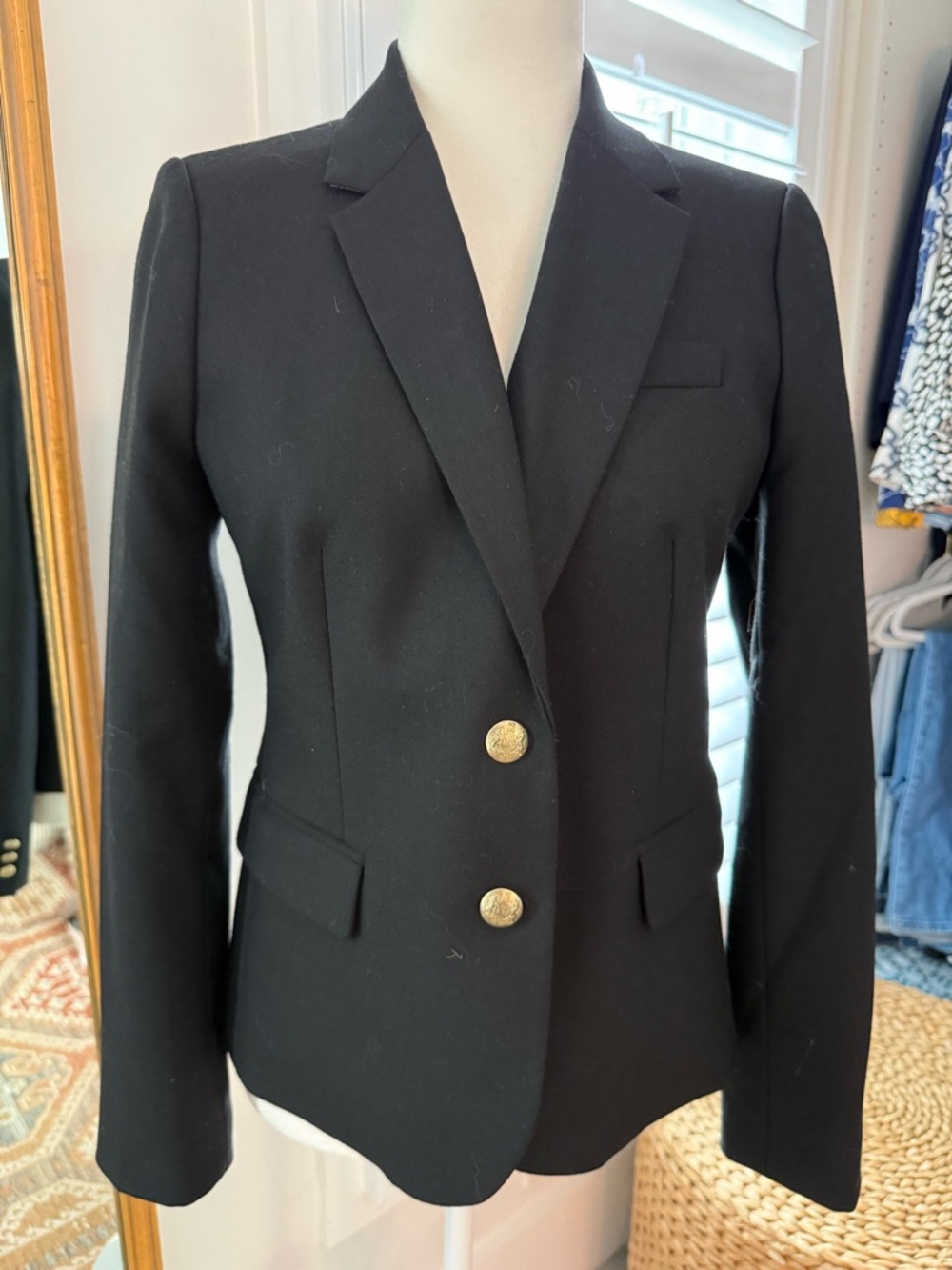 Classic Black J. Crew Women's Blazer Jacket - Tailored Two-Button